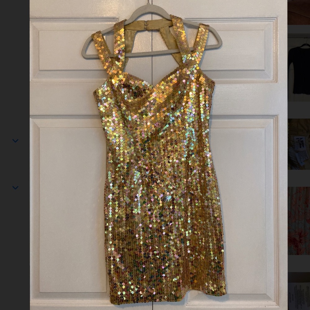 VINTAGE NiteLine Gold Sequin Mini Dress